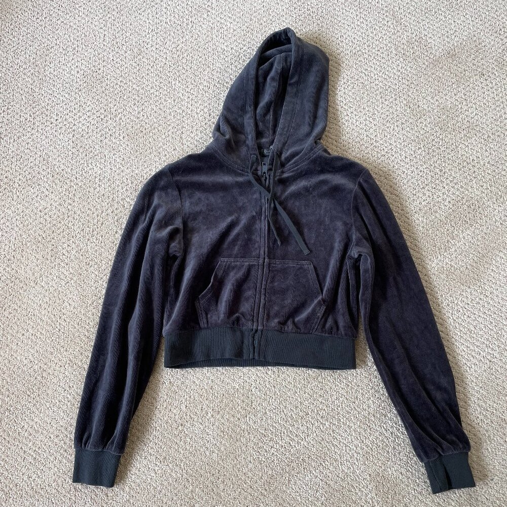John Galt Velour Full Zip Cropped Hoodie (Brandy Melville)